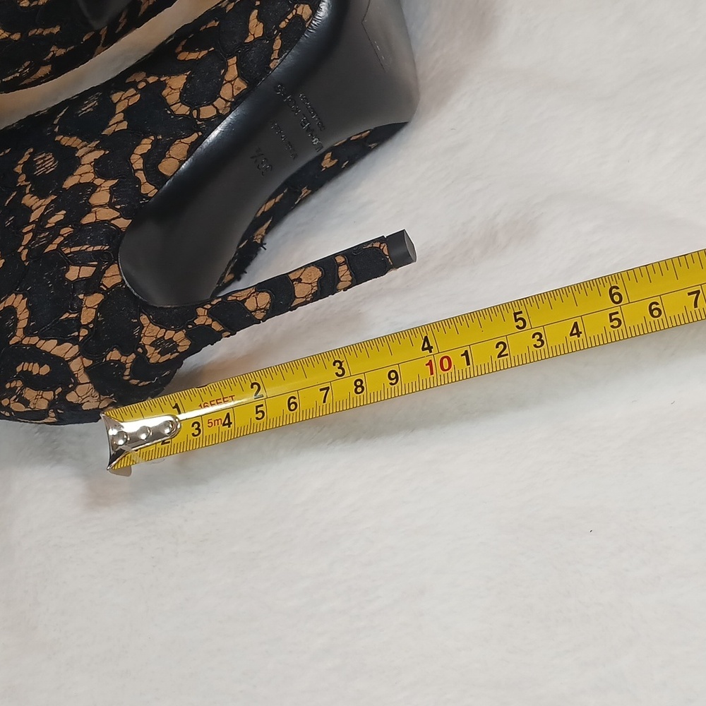 Michael Kors Collective Versey Floral Lace Black/Tan Heeled Boots Sz 6.5 - Picture 10 of 12